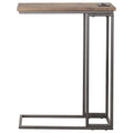 Gunmetal and Antique Brown C Shape Snack Table with brown-brown-built-in outlets or usb-primary