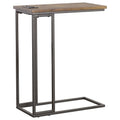 Gunmetal and Antique Brown C Shape Snack Table with brown-brown-built-in outlets or usb-primary