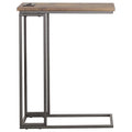 Gunmetal and Antique Brown C Shape Snack Table with brown-brown-built-in outlets or usb-primary