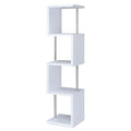 White and Chrome 4 tier Bookcase 4-white-white-geometric-vertical-office-open