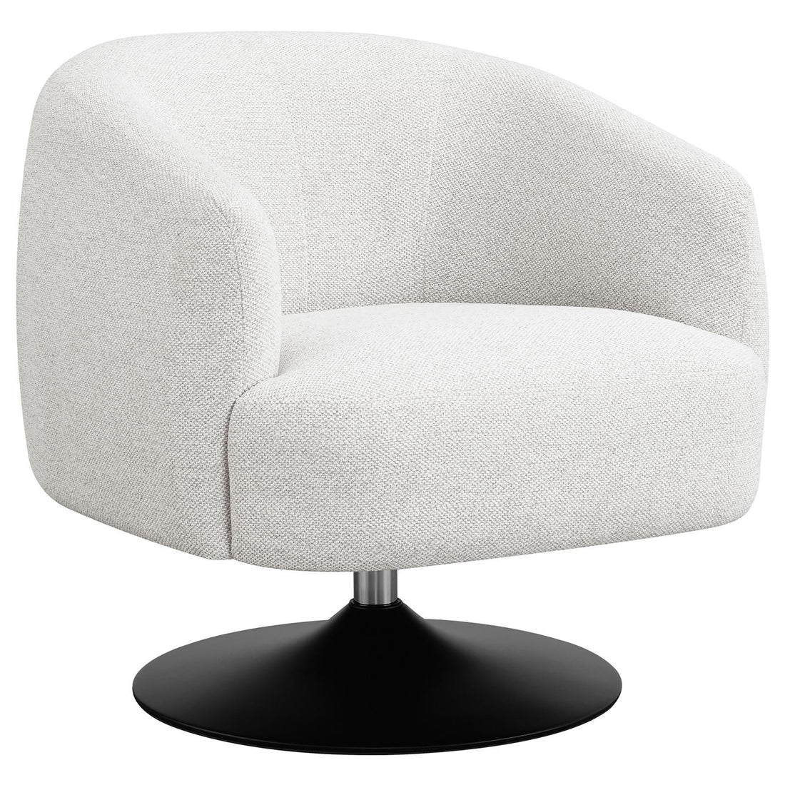 Beige and Matte Black Upholstered Swivel Accent