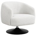 Beige and Matte Black Upholstered Swivel Accent