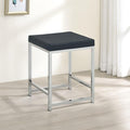 Dark Grey Upholstered Square Vanity Stool dark gray-vanity stools-faux