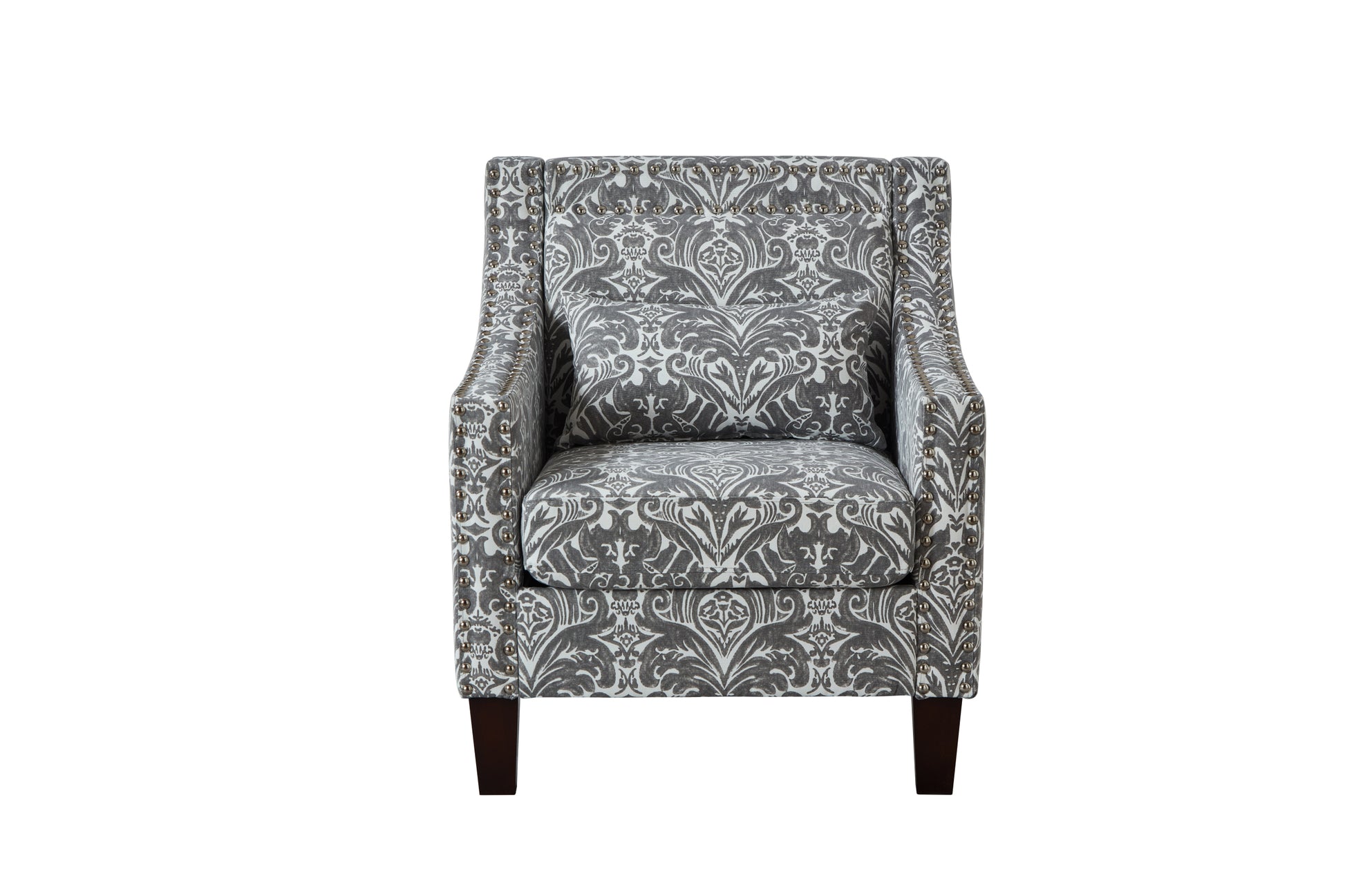 Mid Century Printing Accent Chair, Polyester Fabric gray-linen