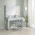 Light Grey Upholstered Square Vanity Stool light gray-vanity stools-faux