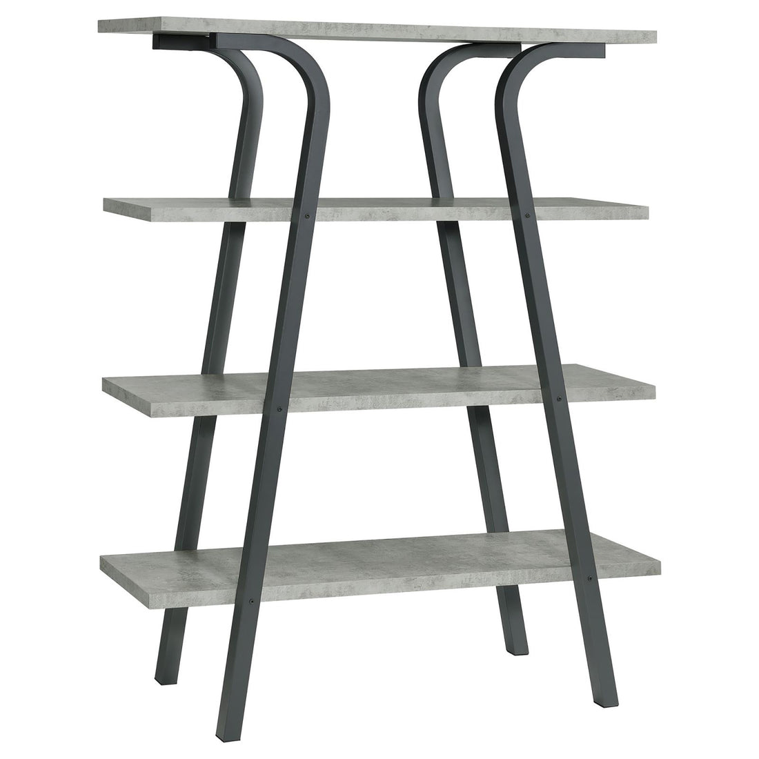 Cement and Gunmetal 3 Shelf Rectangular Bookcase