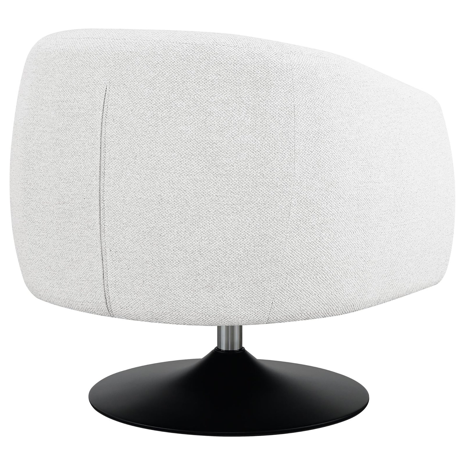 Beige and Matte Black Upholstered Swivel Accent