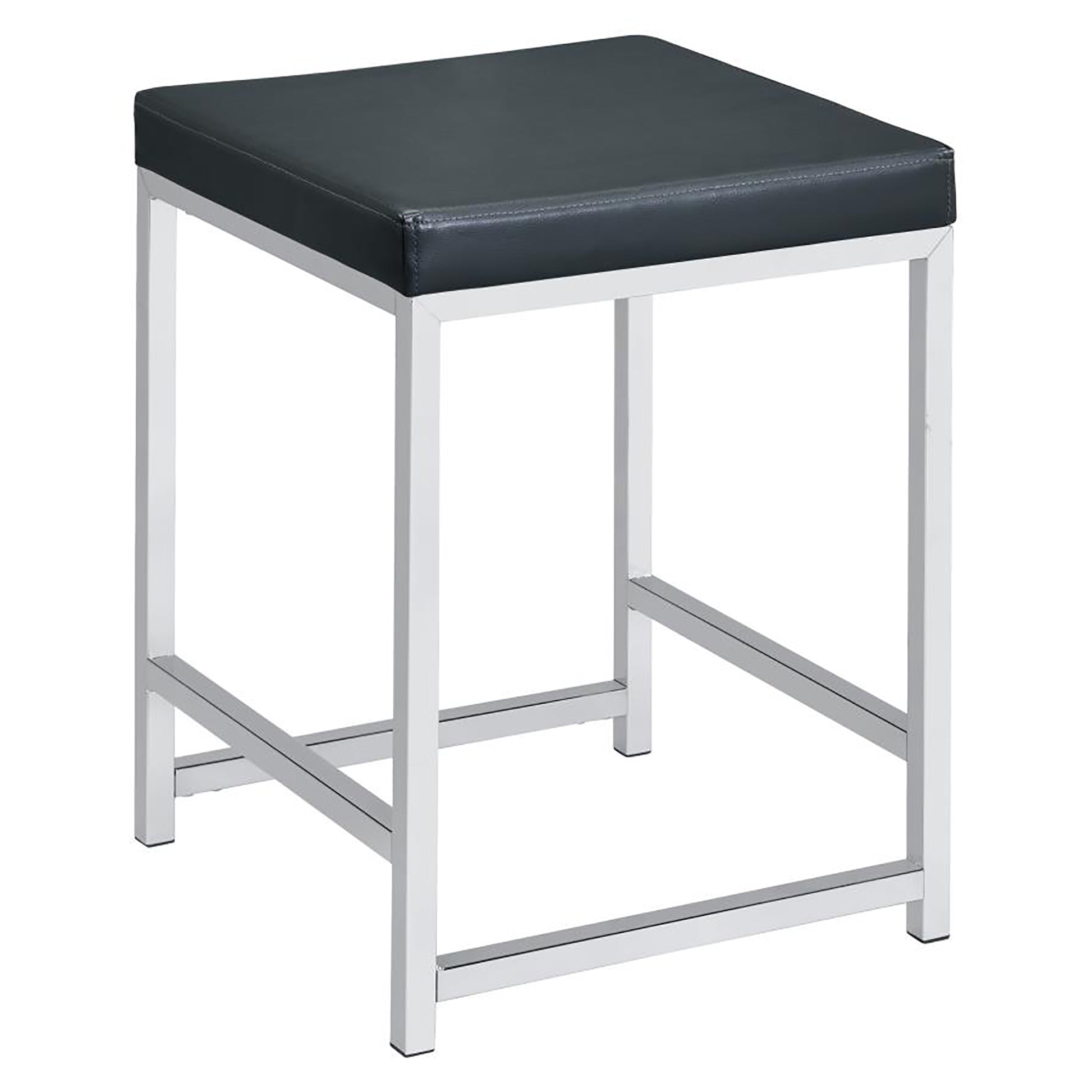 Dark Grey Upholstered Square Vanity Stool dark gray-vanity stools-faux