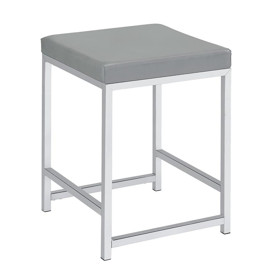 Dark Grey Upholstered Square Vanity Stool dark gray-vanity stools-faux