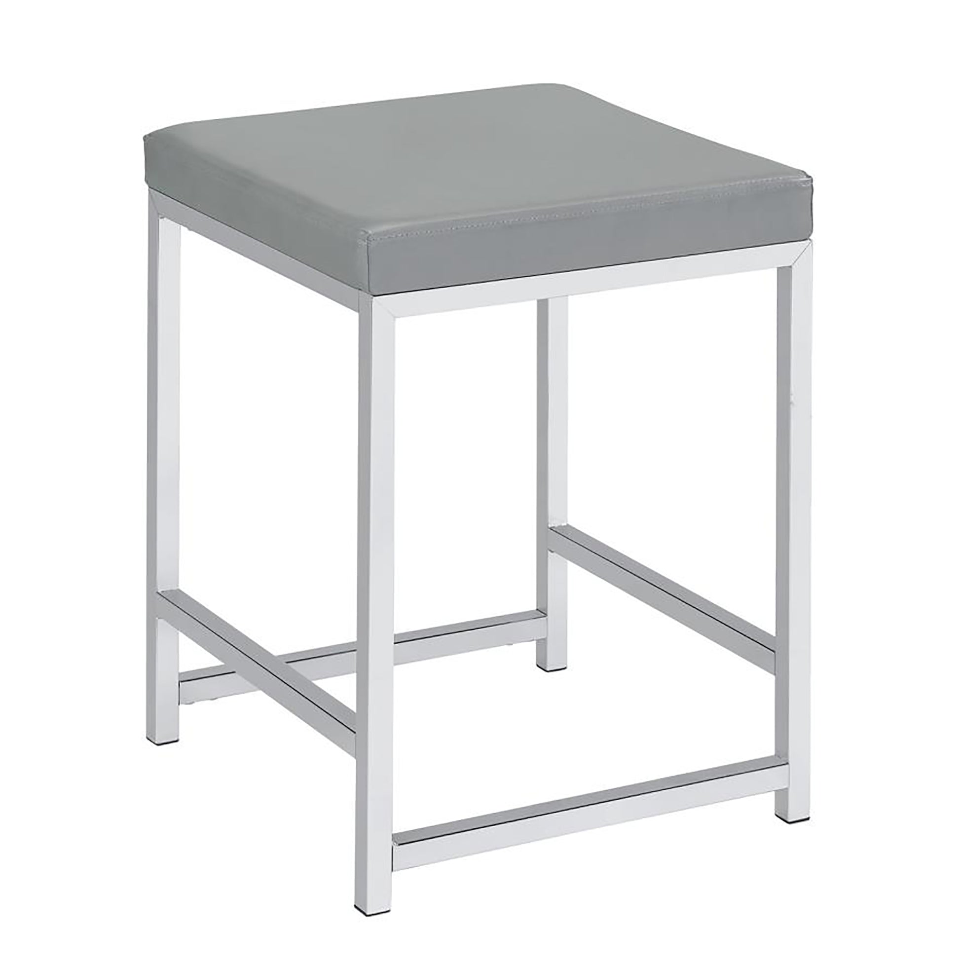 Light Grey Upholstered Square Vanity Stool light gray-vanity stools-faux