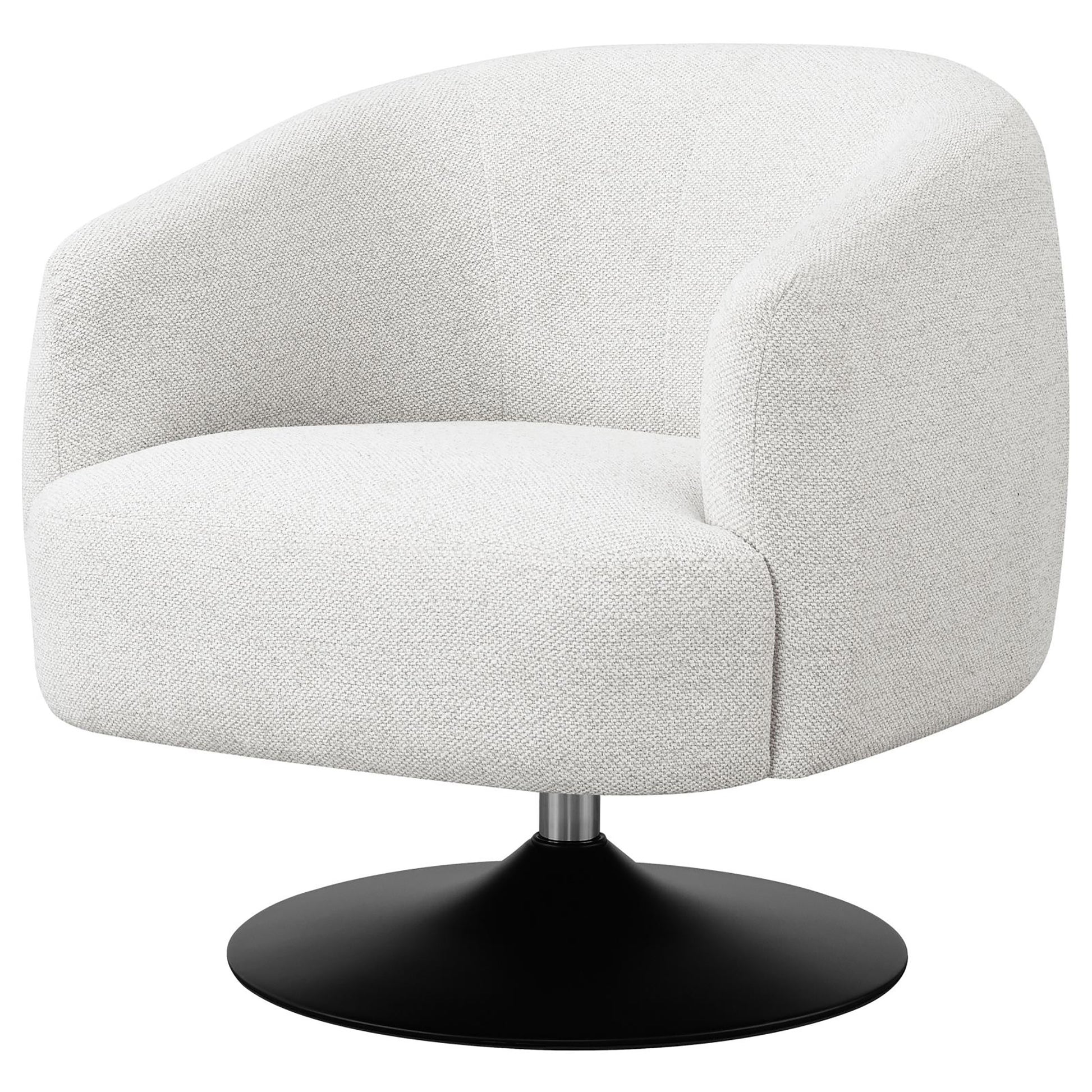 Beige and Matte Black Upholstered Swivel Accent