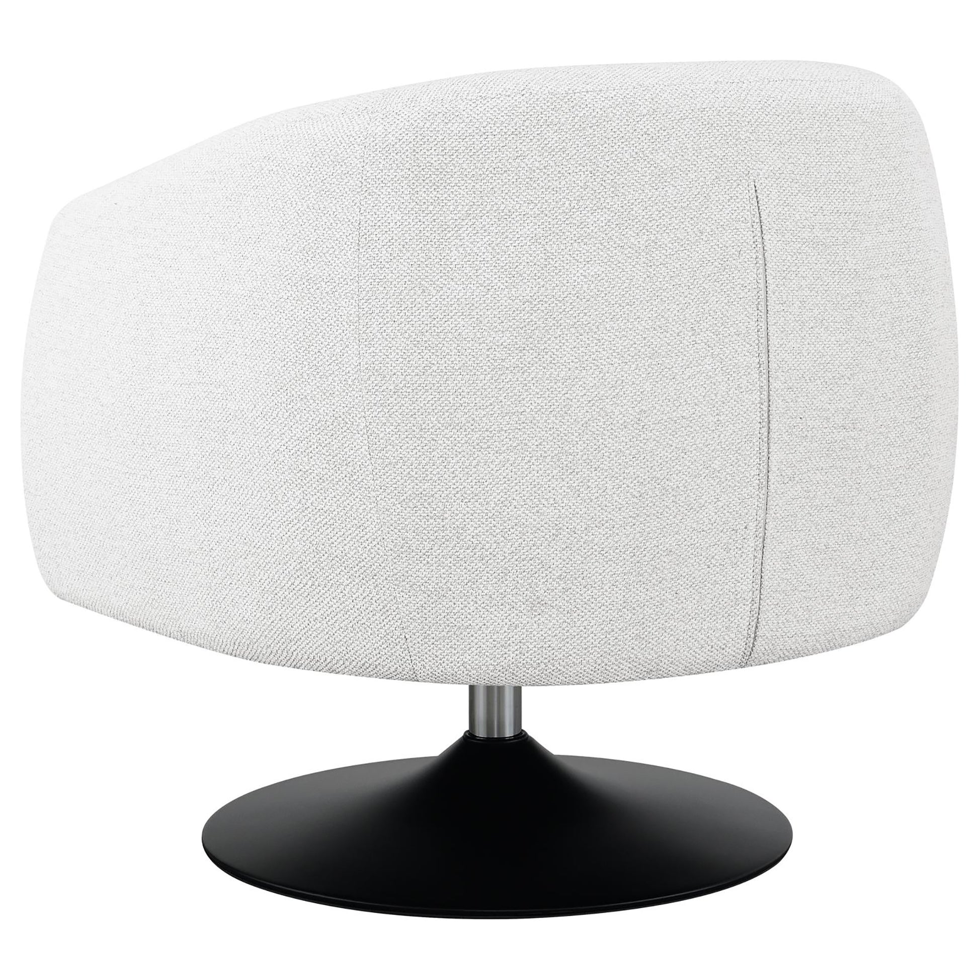 Beige and Matte Black Upholstered Swivel Accent