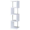 White and Chrome 4 tier Bookcase 4-white-white-geometric-vertical-office-open