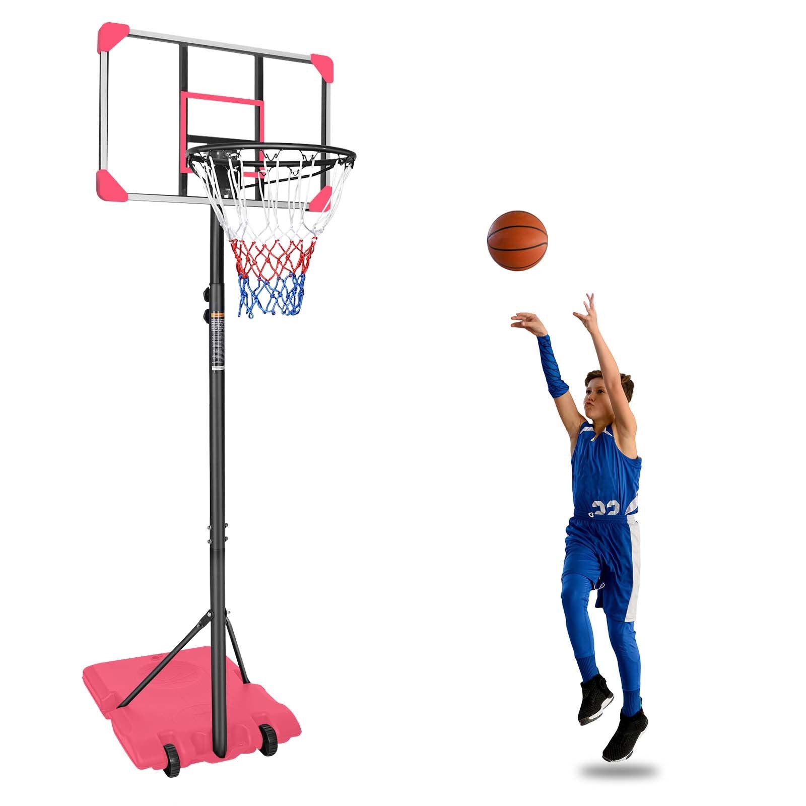 Portable Basketball Goal System with Stable Base and transparent-sporty-iron