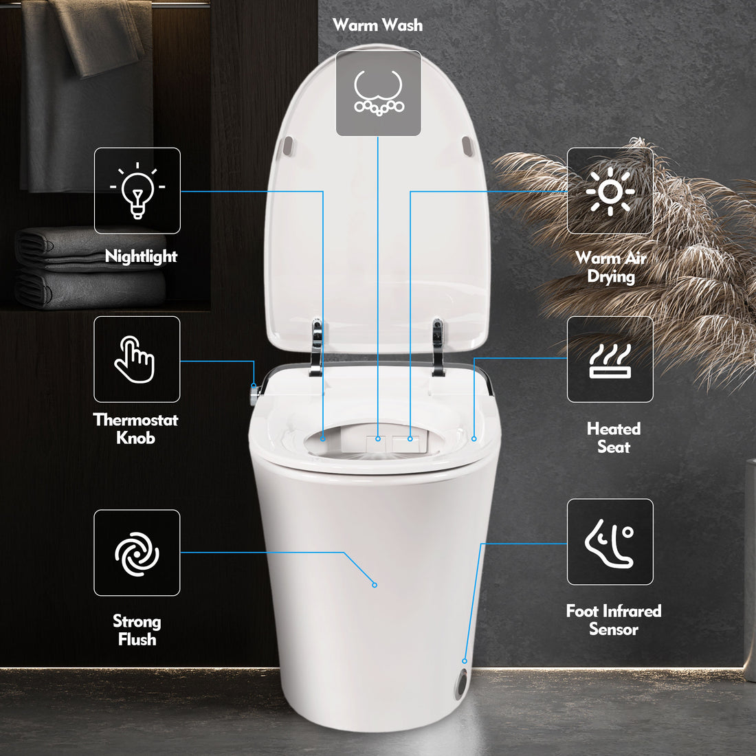 Luxury Smart Toilet with Dryer and warm water