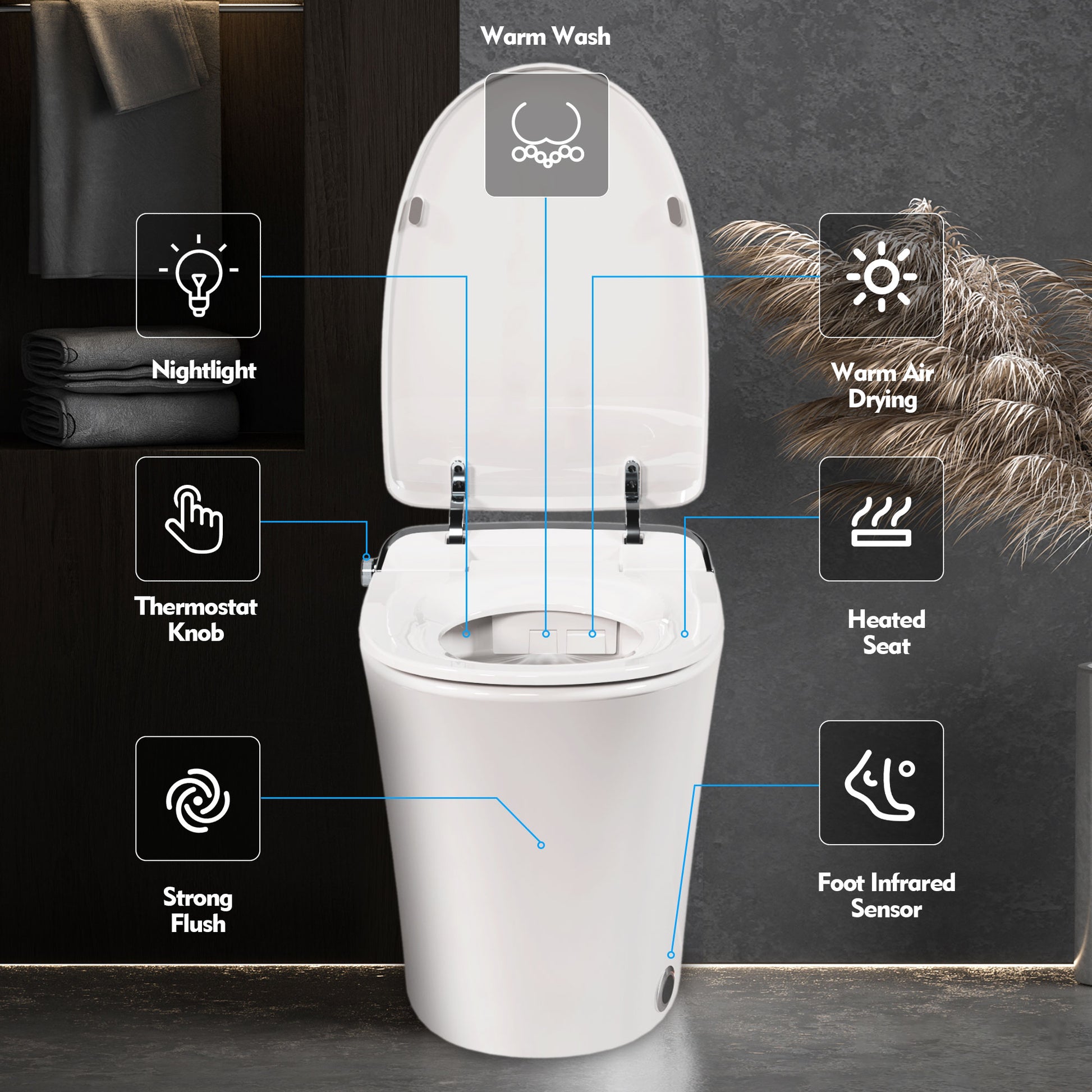 Luxury Smart Toilet with Dryer and warm water