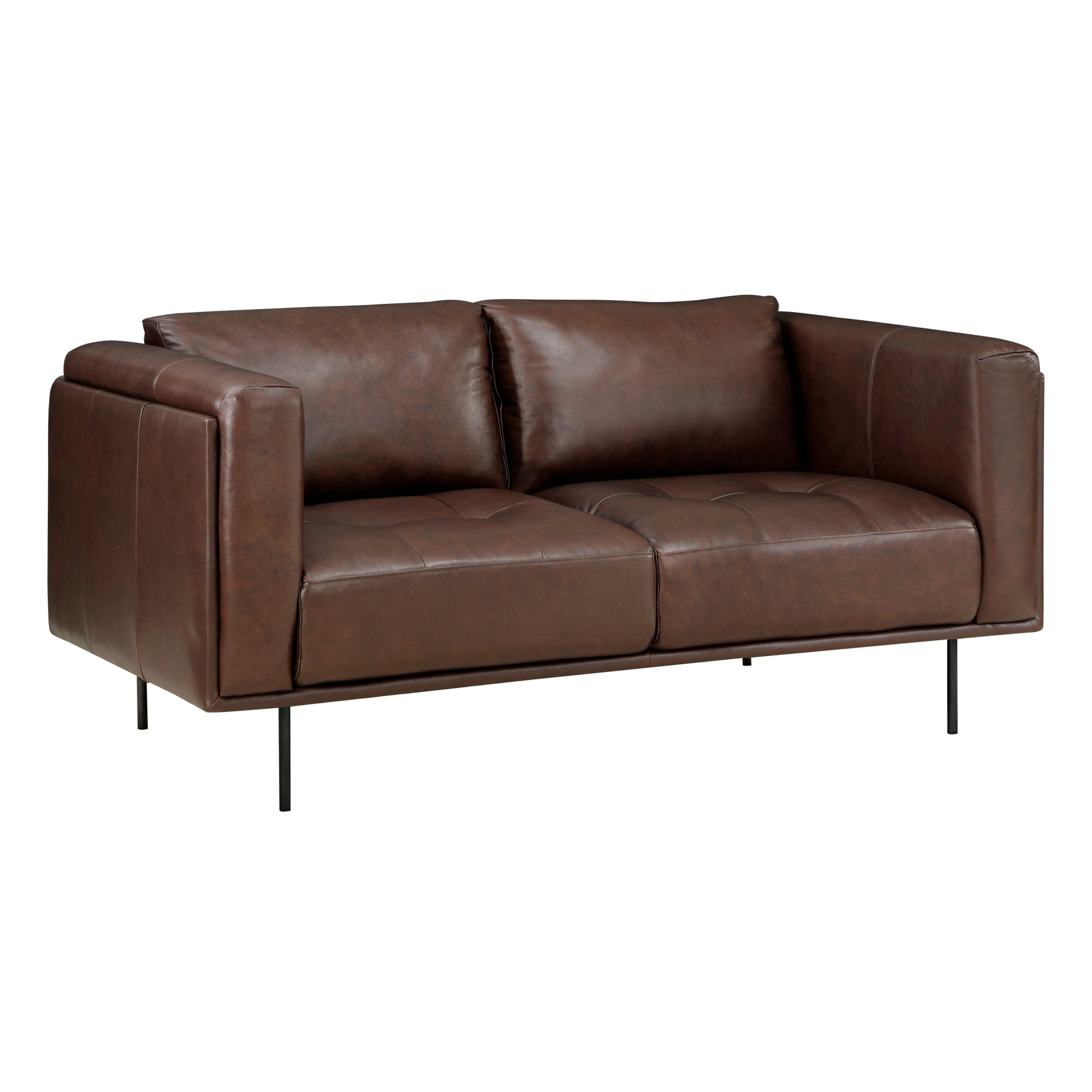 Modern Design Brown Genuine Leather Loveseat 1pc