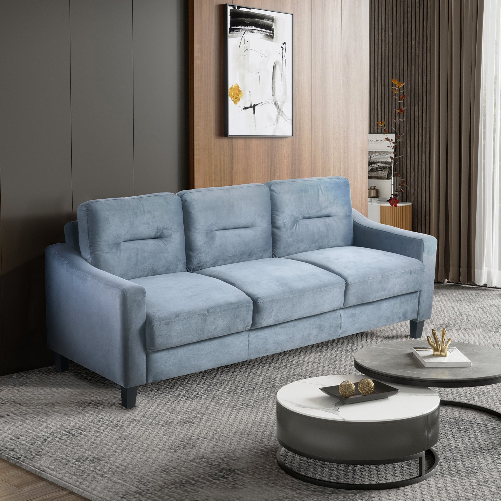 Couch Comfortable Sectional Couches and Sofas for gray-velvet-3 seat