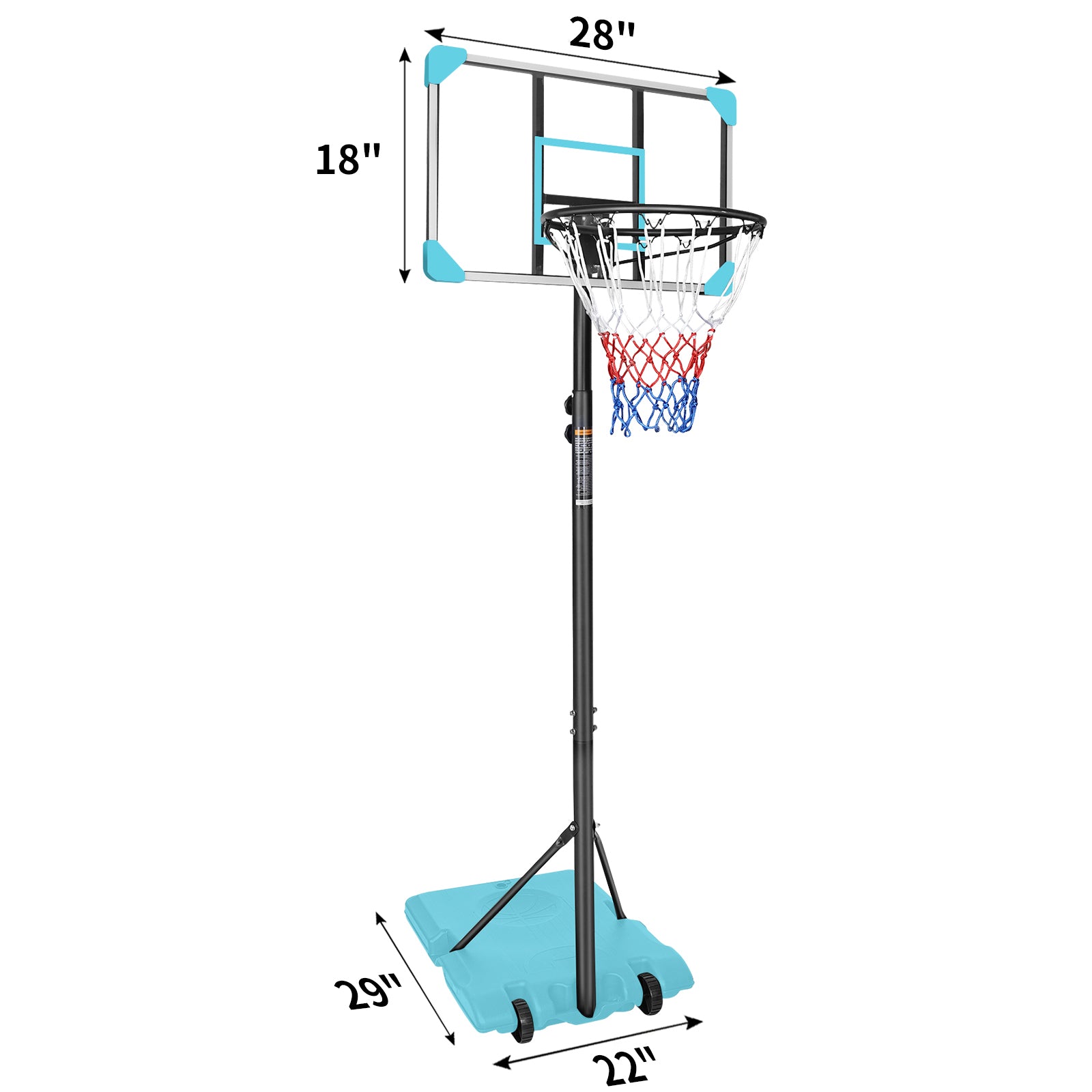 Portable Basketball Goal System with Stable Base and transparent-sporty-iron