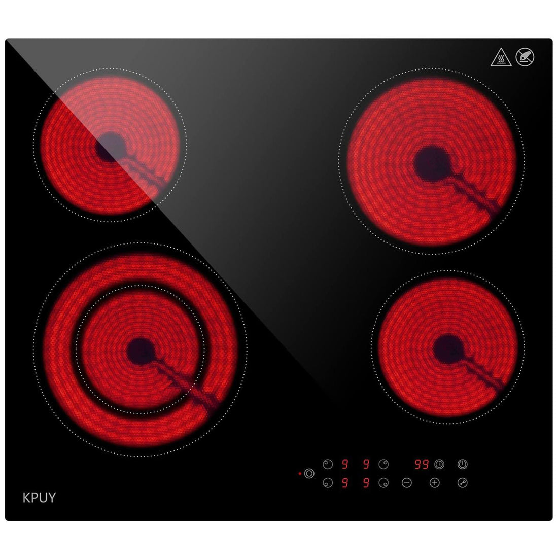 Kpuy 6400w 24" Built in 4 Burner Electric Cooktop