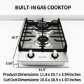 12 inch Propane Gas Stove Top with 2 Burner Built