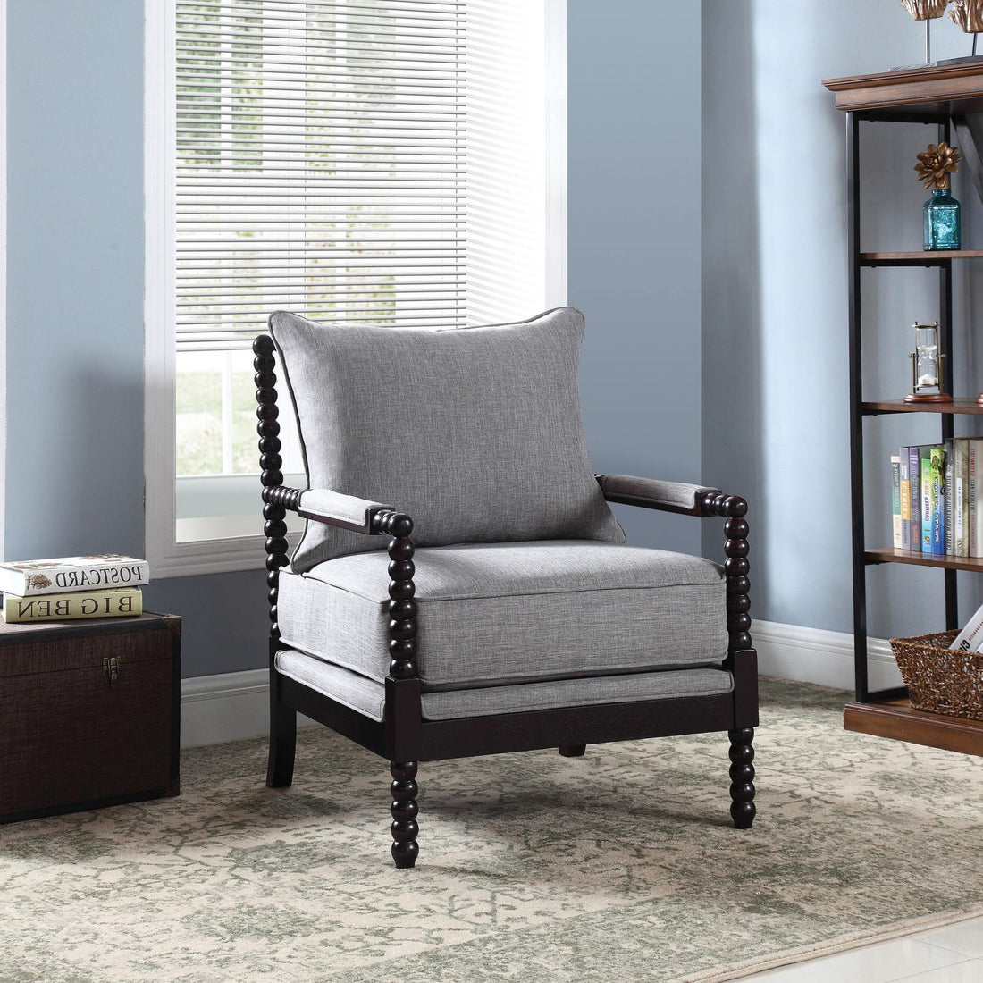 Grey and Black Removable Back Accent Chair