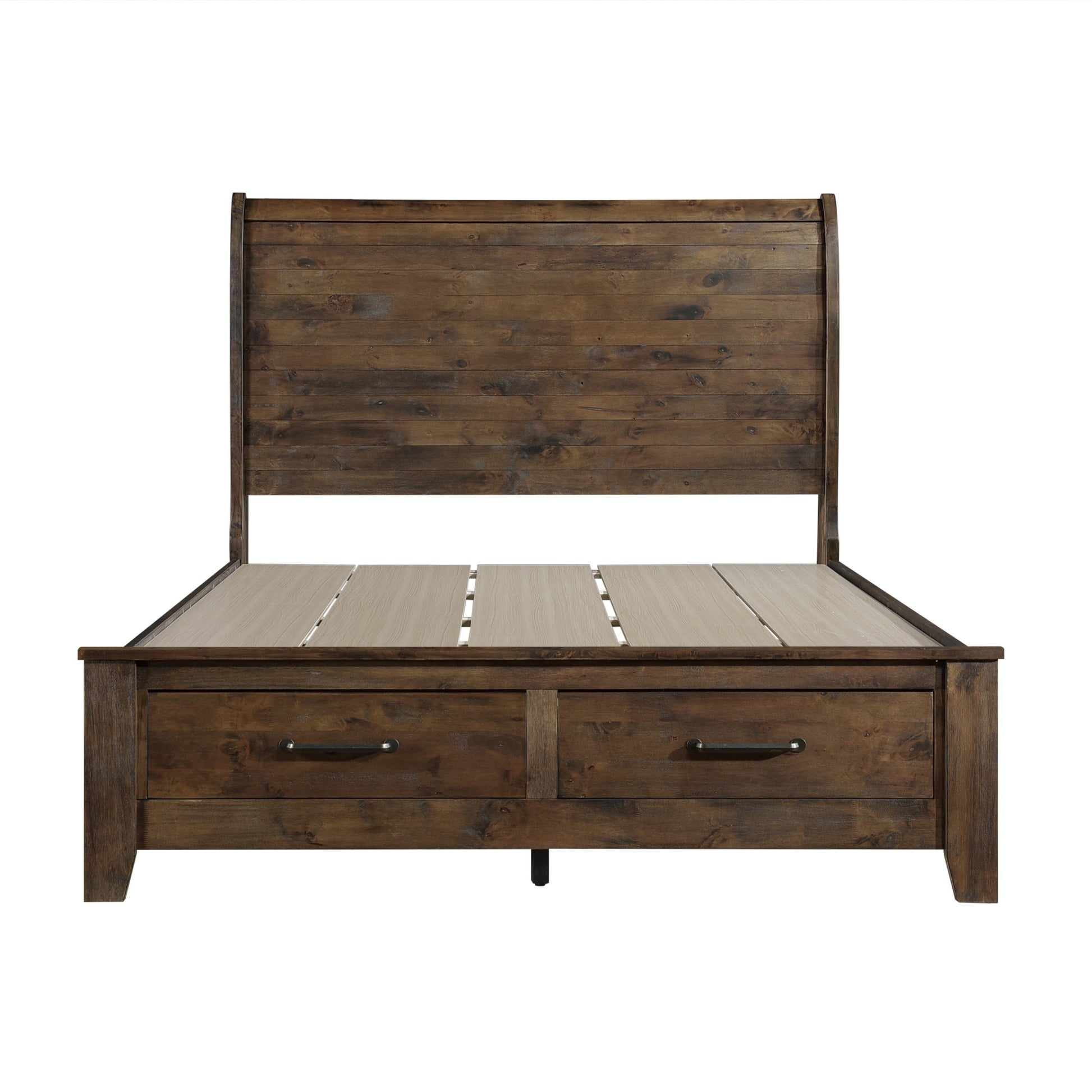 Burnished Brown Finish Classic Queen Bed with