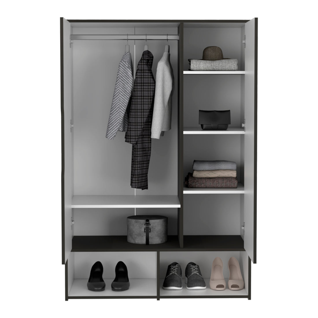 Armoire Barletta, Bedroom, Black White - Black