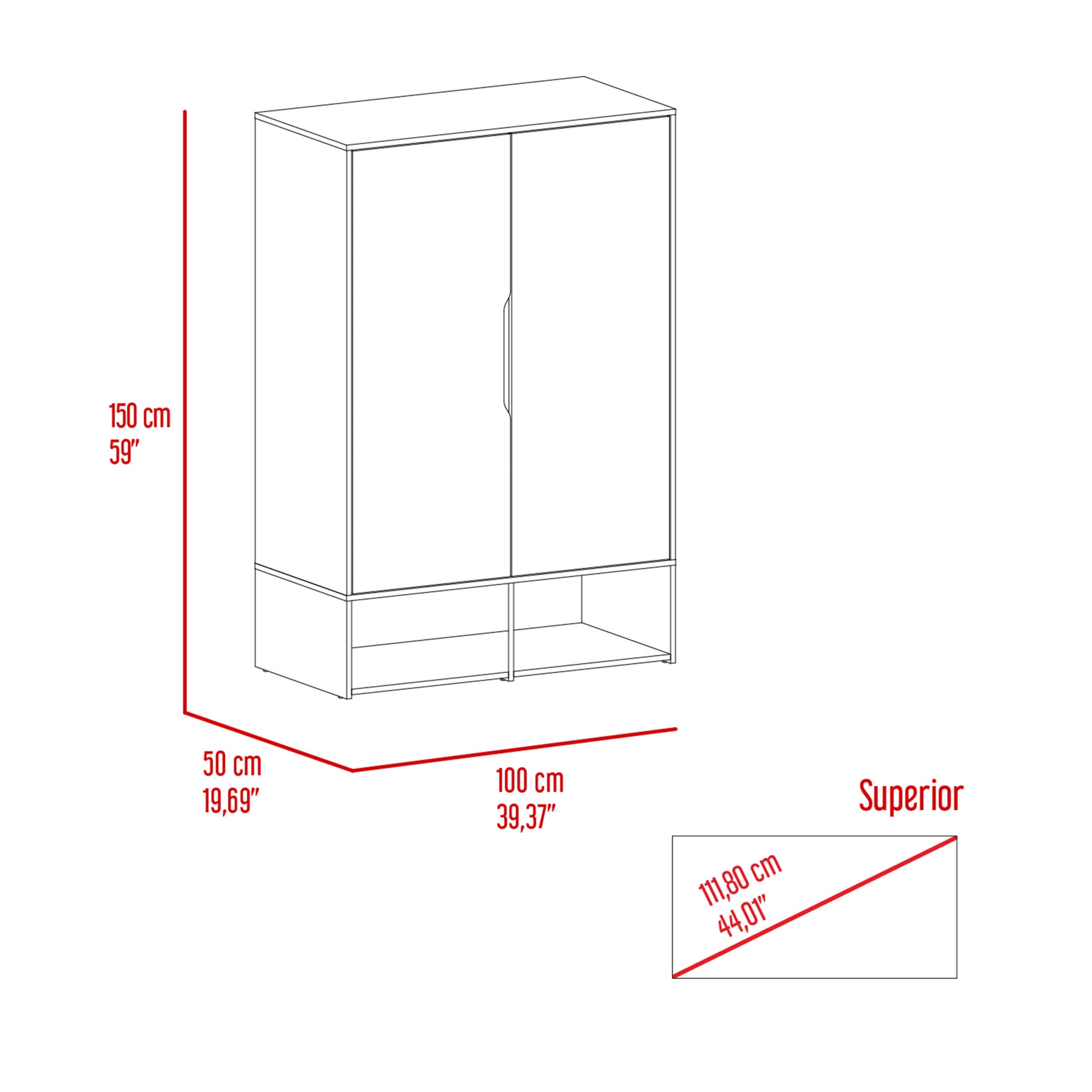 Armoire Barletta, Bedroom, Black White - Black