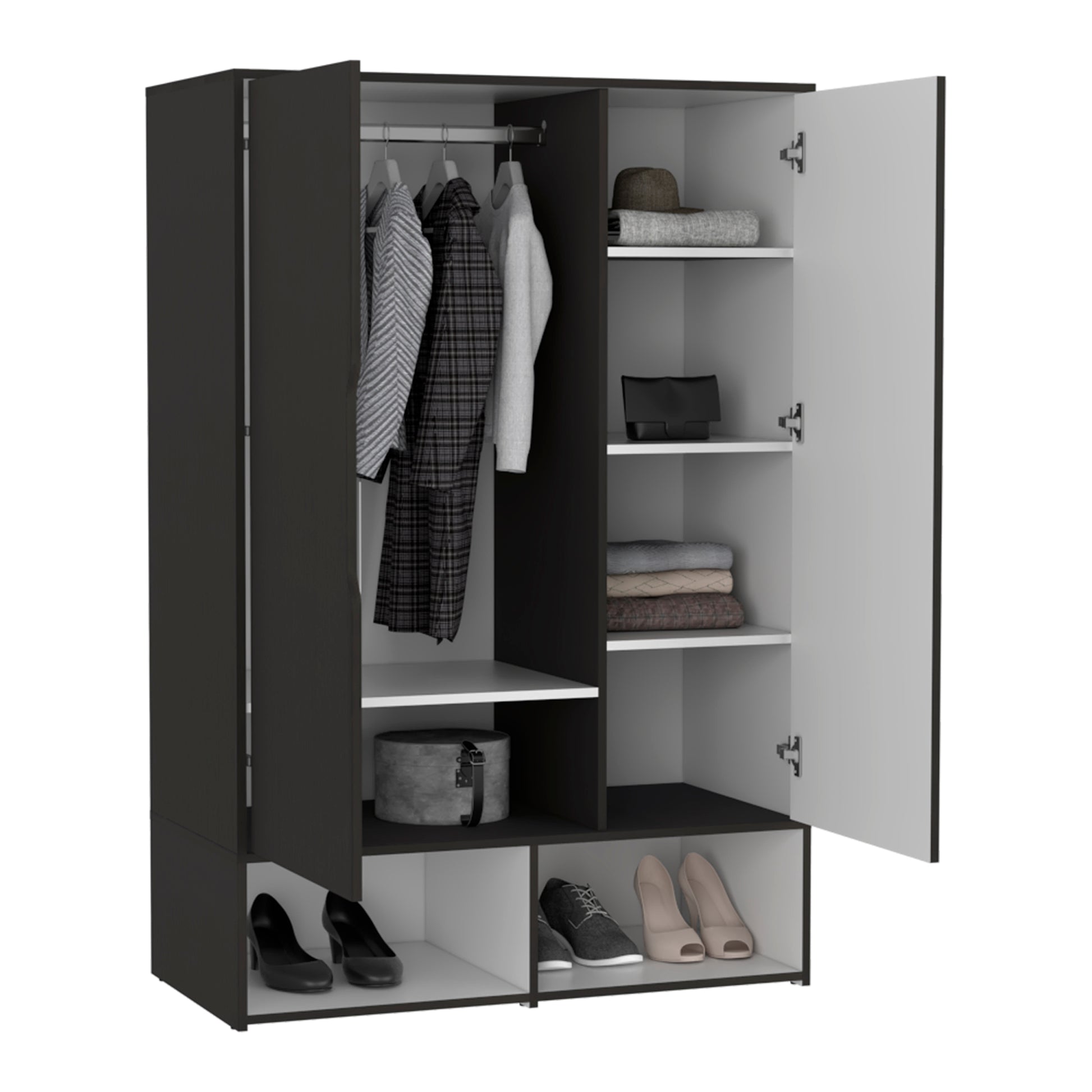 Armoire Barletta, Bedroom, Black White - Black