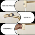 Brushed Gold Kitchen waterfall faucet with pull down brushed gold-zinc