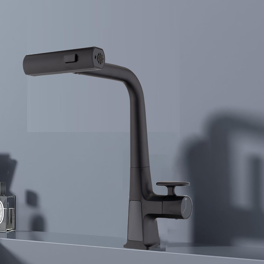 Matte Black Waterfall Kitchen Faucet with