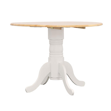 Natural Brown and White Round Dining Table with