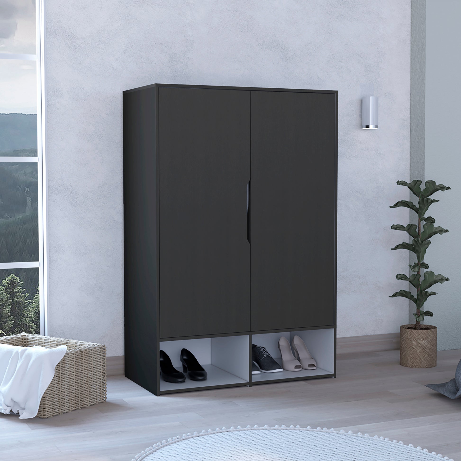 Armoire Barletta, Bedroom, Black White - Black