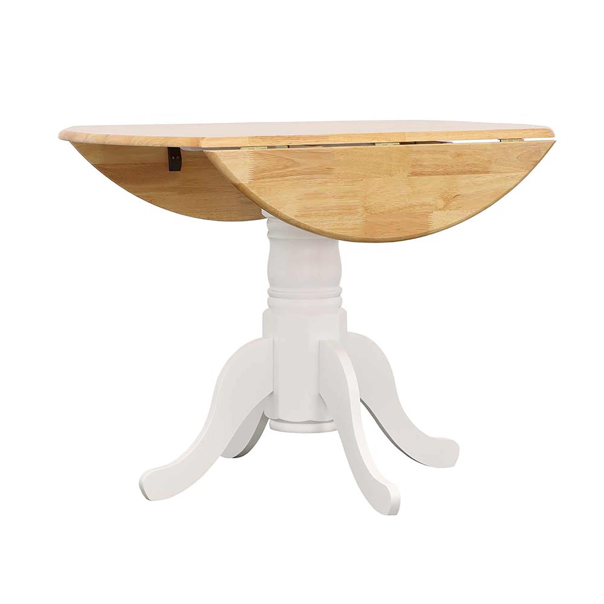 Natural Brown and White Round Dining Table with