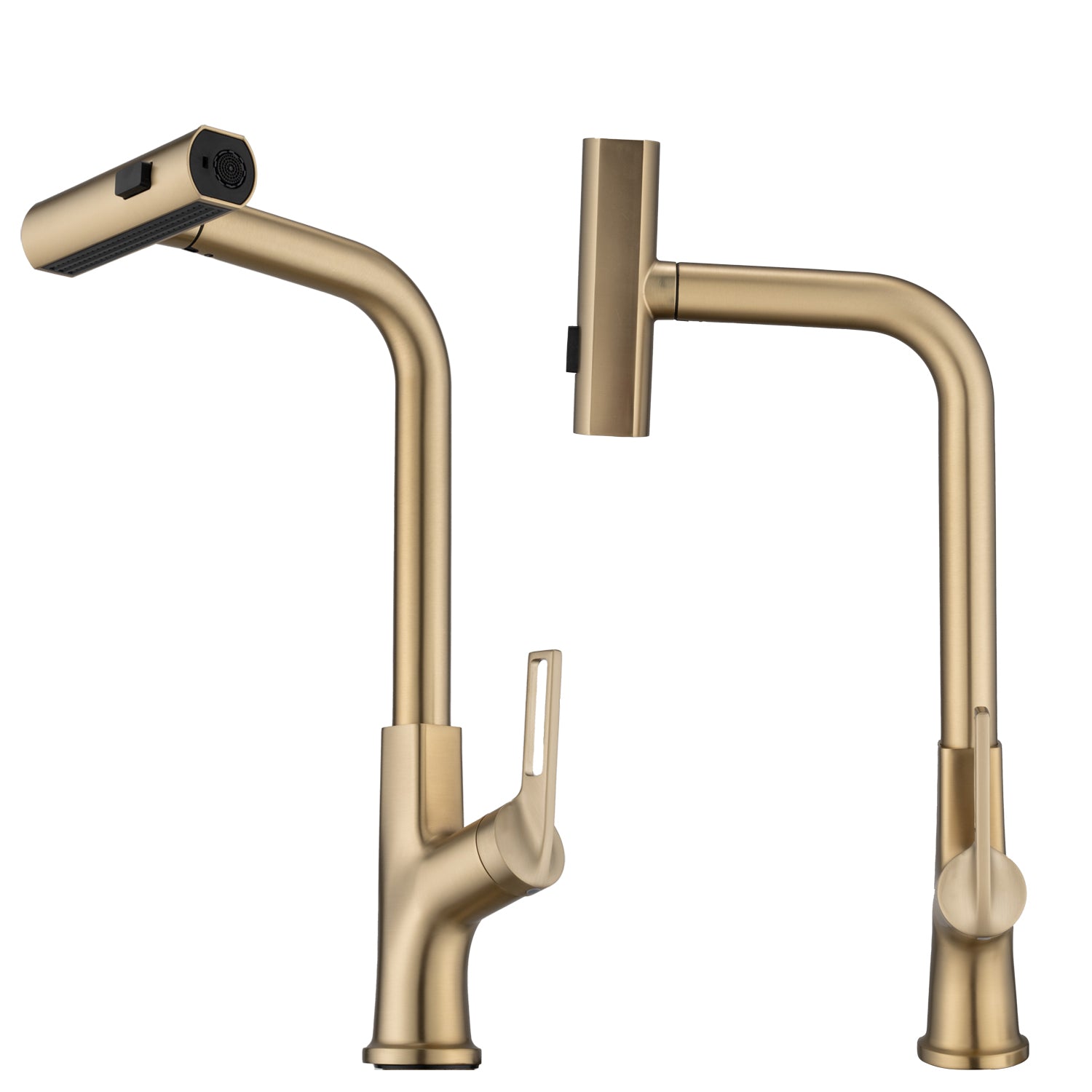 Brushed Gold Kitchen waterfall faucet with pull down brushed gold-zinc