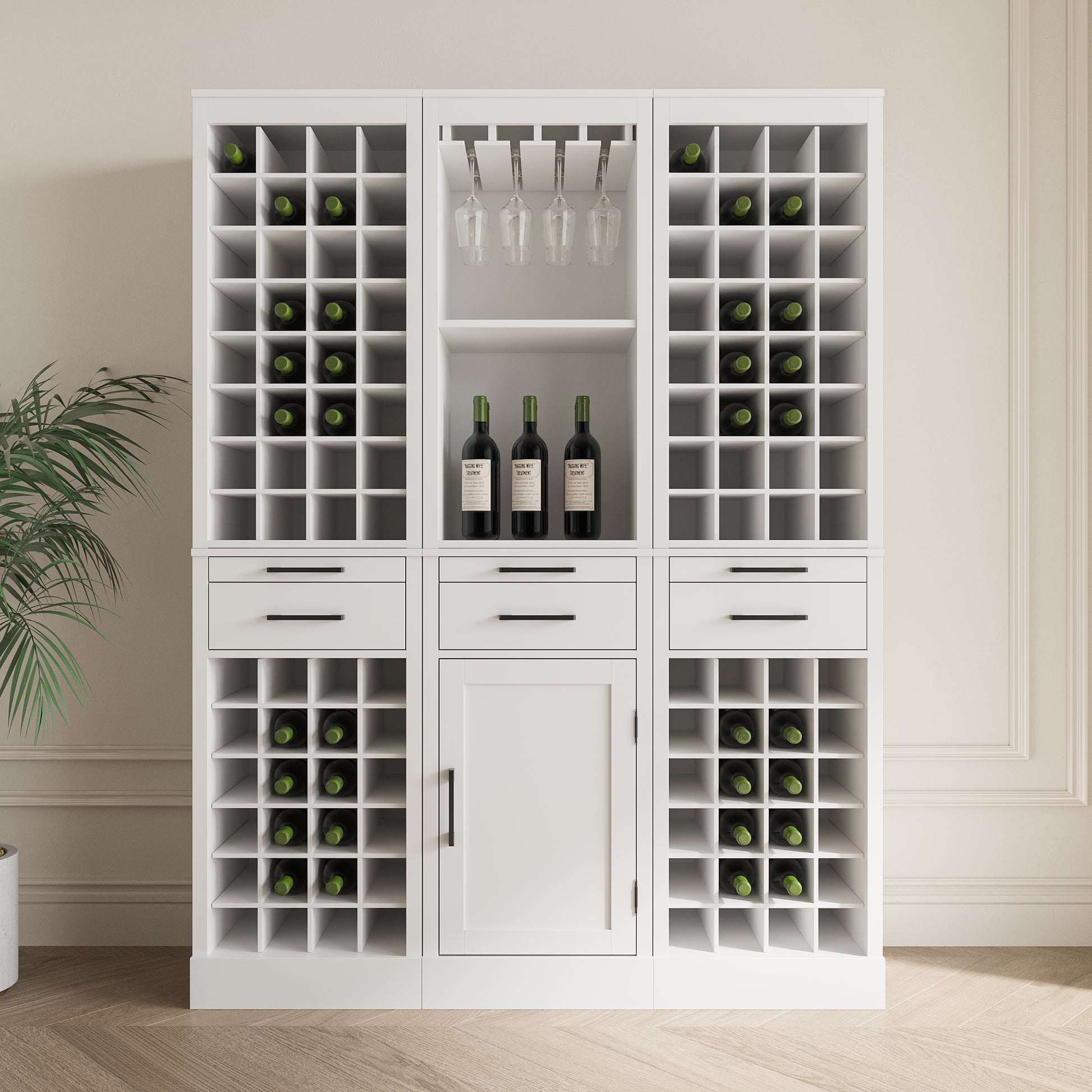 2.brown walnut color modular 32 wine bar cabinet white-mdf