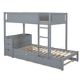 Twin Over Twin Bunk Bed with Twin size Trundle gray-solid wood