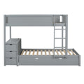 Twin Over Twin Bunk Bed with Twin size Trundle gray-solid wood