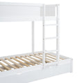 Twin Over Twin Bunk Bed with Twin size Trundle white-solid wood