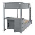 Twin Over Twin Bunk Bed with Twin size Trundle gray-solid wood