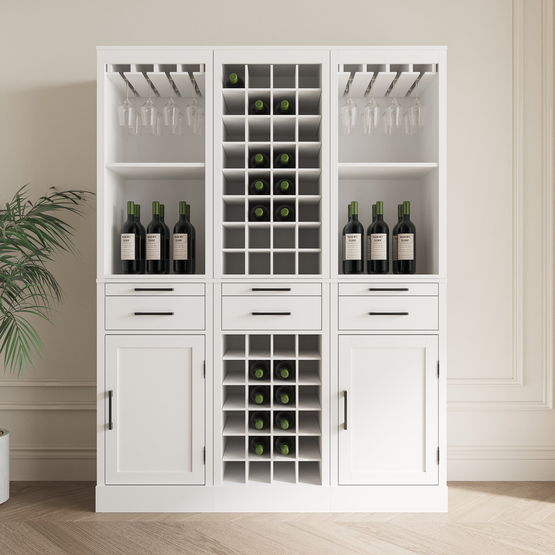 2.brown walnut color modular 32 wine bar cabinet white-mdf