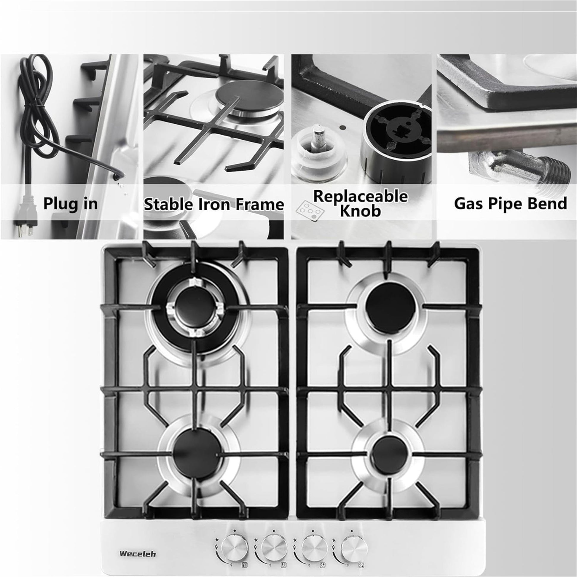 24" 4 Burners Gas Propane Cooktop Stove Top