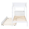 Twin Over Twin Bunk Bed with Twin size Trundle white-solid wood