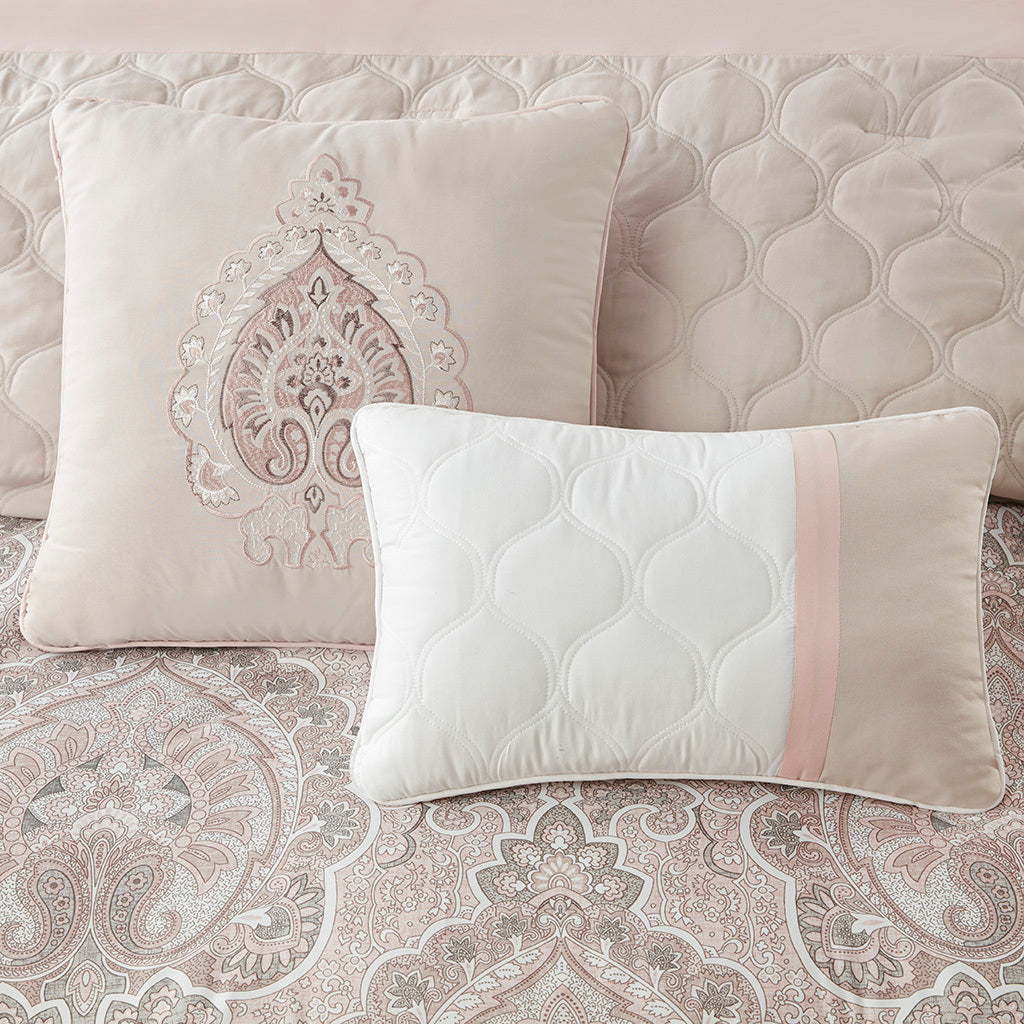 8 Piece Comforter Set blush-polyester