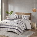 3 Piece Cotton Comforter Set gray+navy-cotton