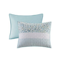 4 Piece Seersucker Quilt Set with Throw Pillow aqua-polyester