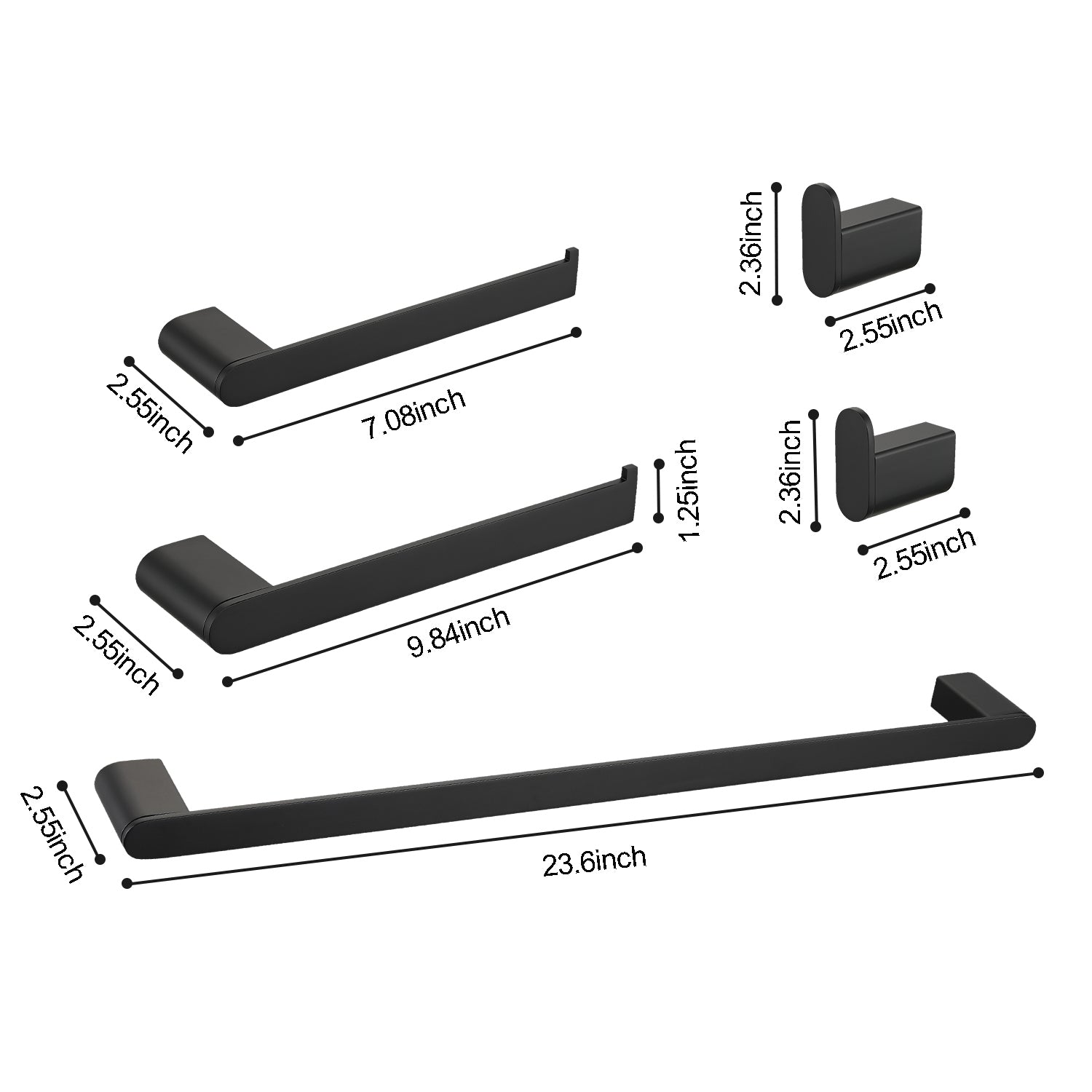 5 Piece Bathroom Hardware Set matte black-stainless steel