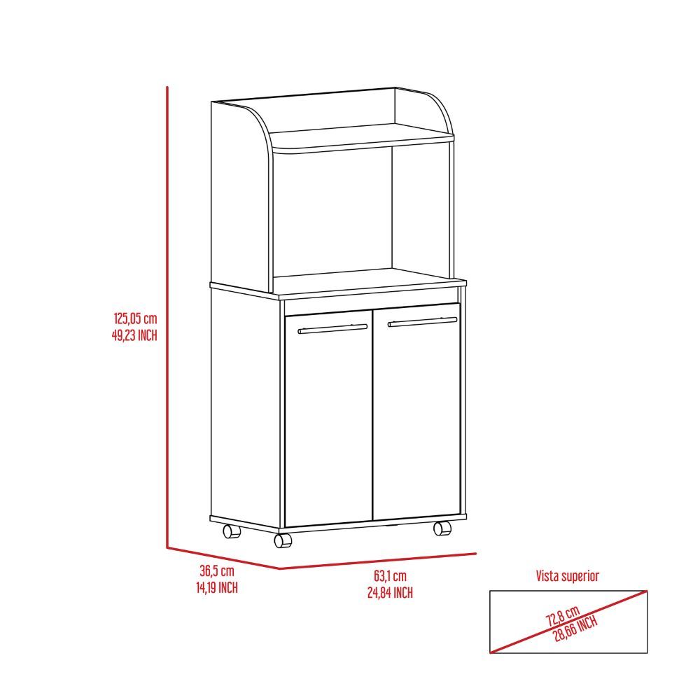 Rockford Kitchen Cart, Open Shelf, Double Door -