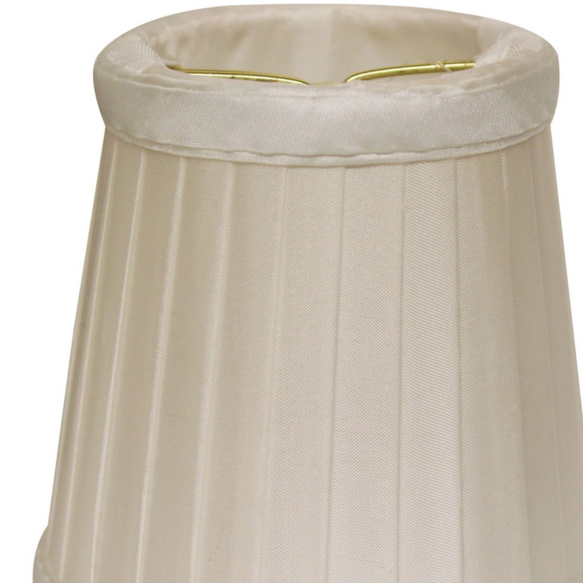 Slant Side Pleat Chandelier Lampshade with Flame Clip white-silk